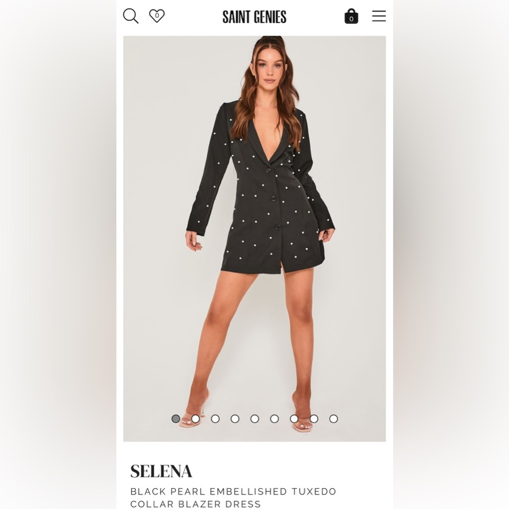 Saint Genies pearl embellished blazer dress in black